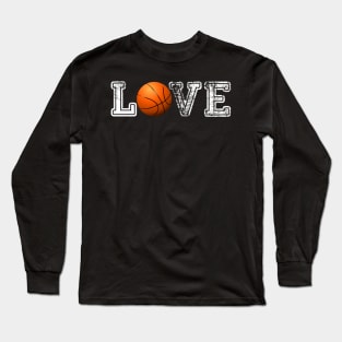 Basketball distressed ball t shirt cute dad mom love Long Sleeve T-Shirt